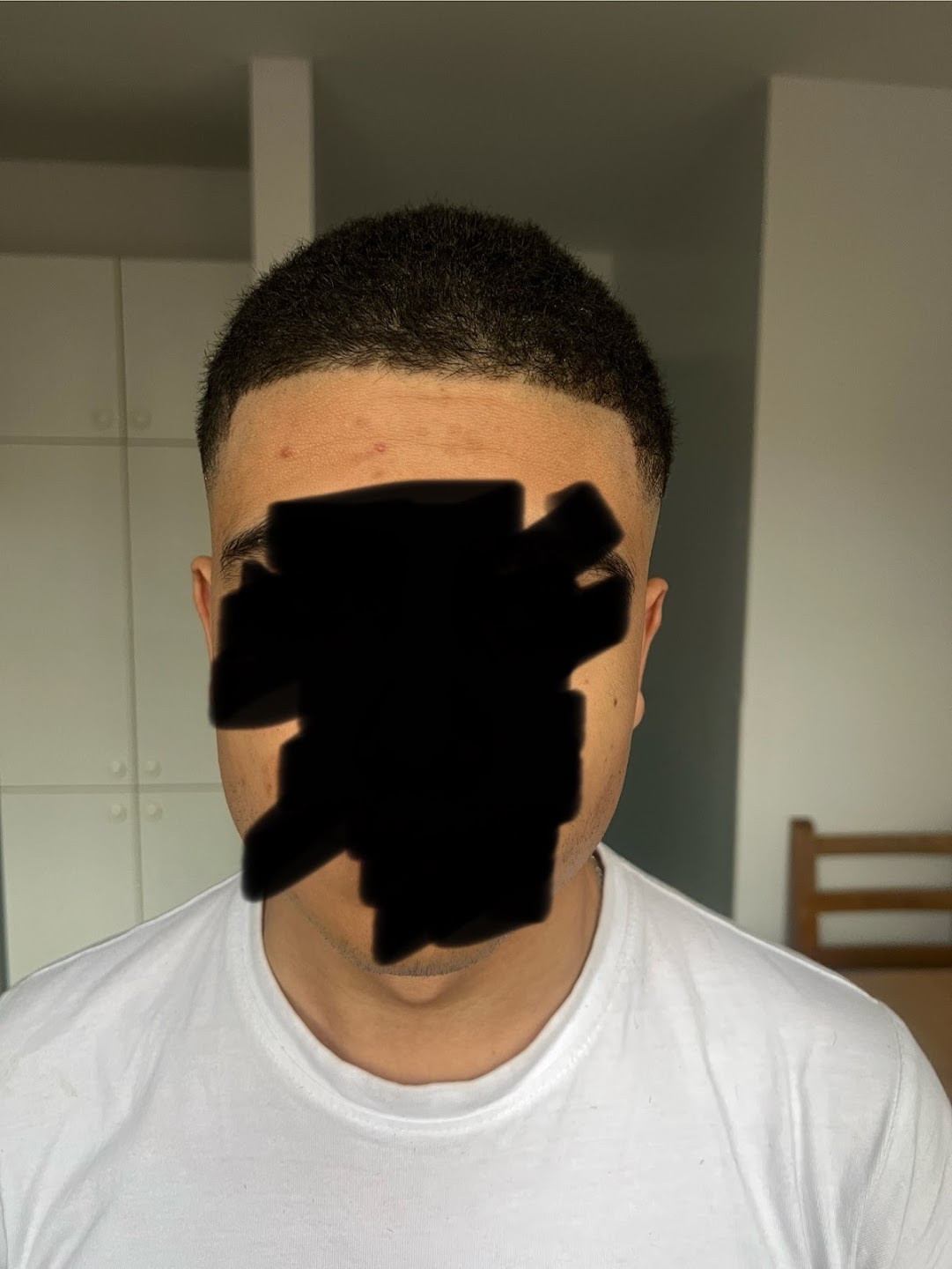 Buzz cut fade, front view
